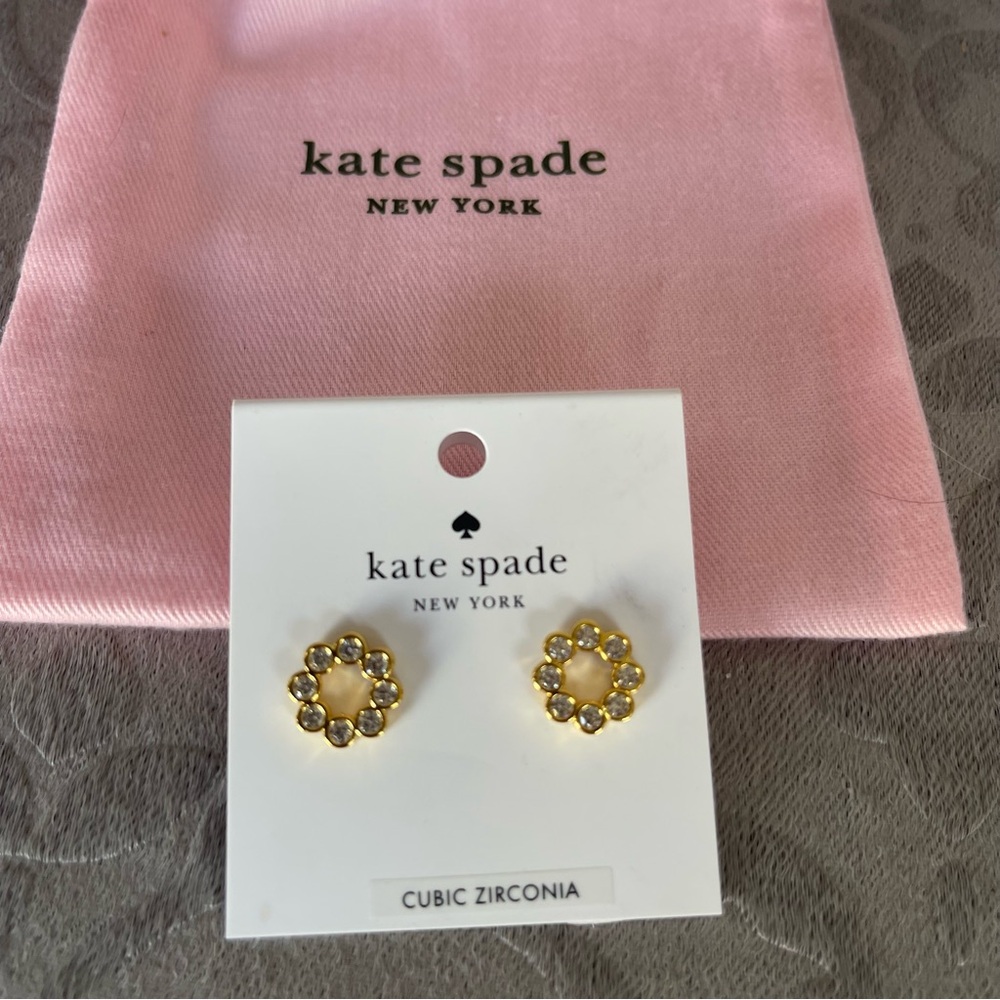 KATE SPADE NEW YORK Gold Cubic Zirconia Circle Studs